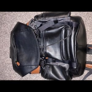 Black leather Coach backpack